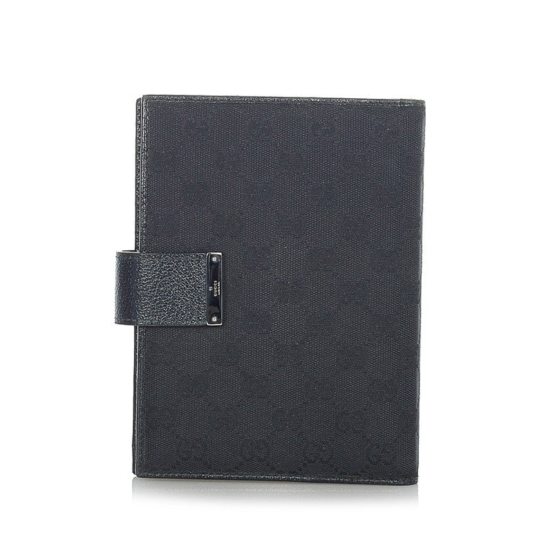 グッチ GGキャンバス 115241 ブラック シルバー キャンバス レザー 手帳カバー メンズ GUCCI 【中古】