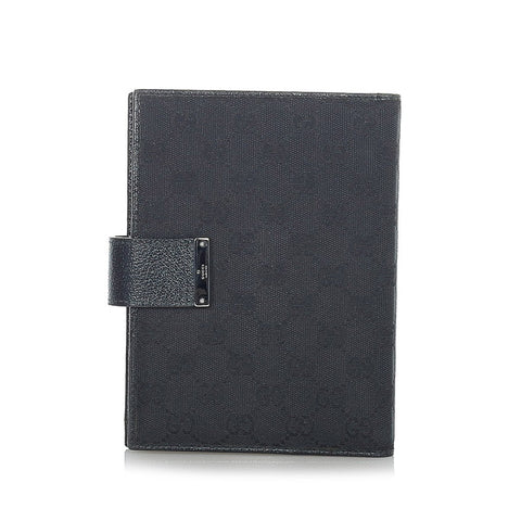 グッチ GGキャンバス 115241 ブラック シルバー キャンバス レザー 手帳カバー メンズ GUCCI 【中古】