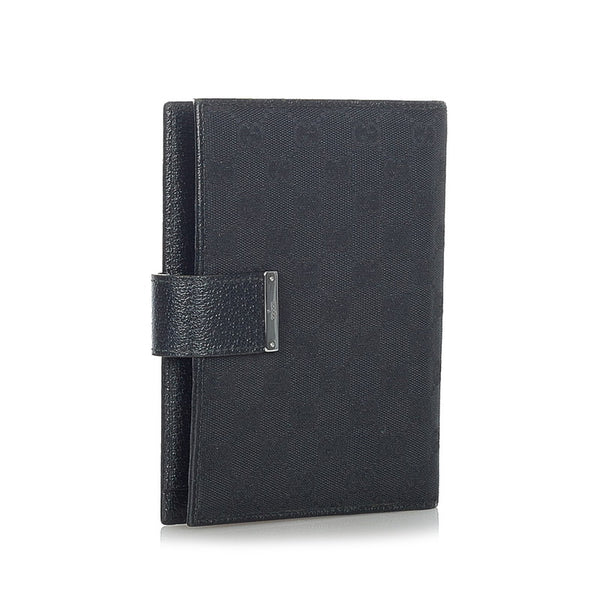 グッチ GGキャンバス 115241 ブラック シルバー キャンバス レザー 手帳カバー メンズ GUCCI 【中古】