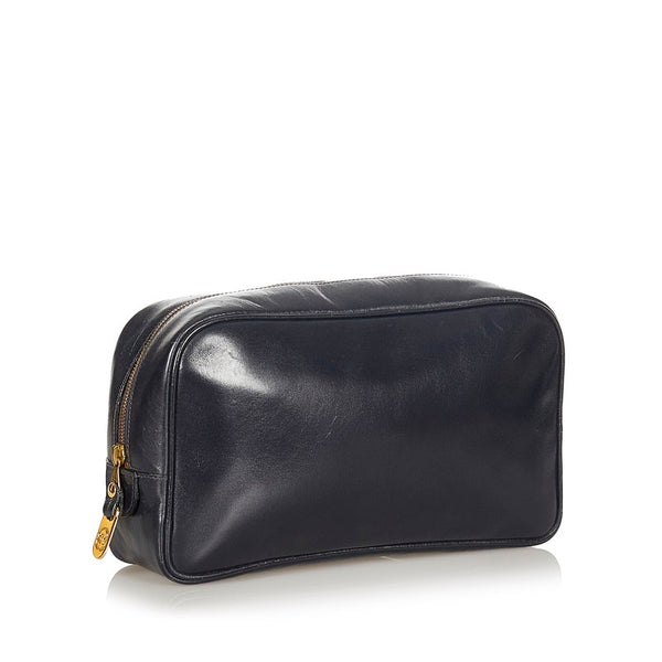 グッチ オールドグッチ クラッチバッグ セカンドバッグ ポーチ 014 361 514 ネイビー レザー レディース GUCCI 【中古】