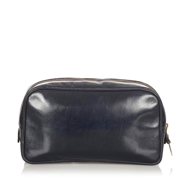 グッチ オールドグッチ クラッチバッグ セカンドバッグ ポーチ 014 361 514 ネイビー レザー レディース GUCCI 【中古】