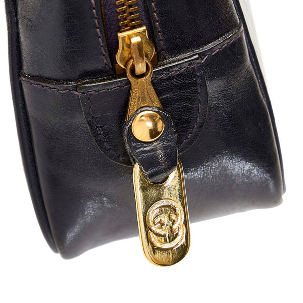 グッチ オールドグッチ クラッチバッグ セカンドバッグ ポーチ 014 361 514 ネイビー レザー レディース GUCCI 【中古】