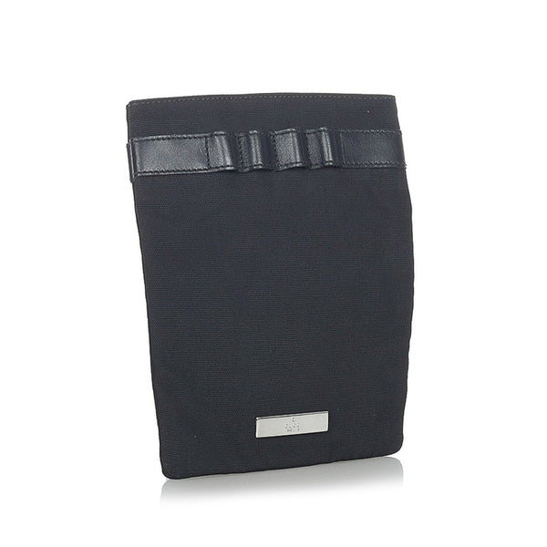 グッチ ブラック ナイロン レザー ポーチ レディース GUCCI 【中古】