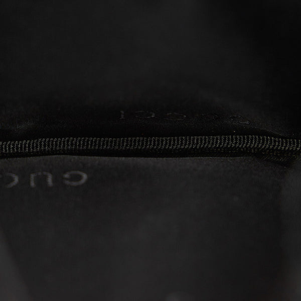 グッチ ブラック ナイロン レザー ポーチ レディース GUCCI 【中古】