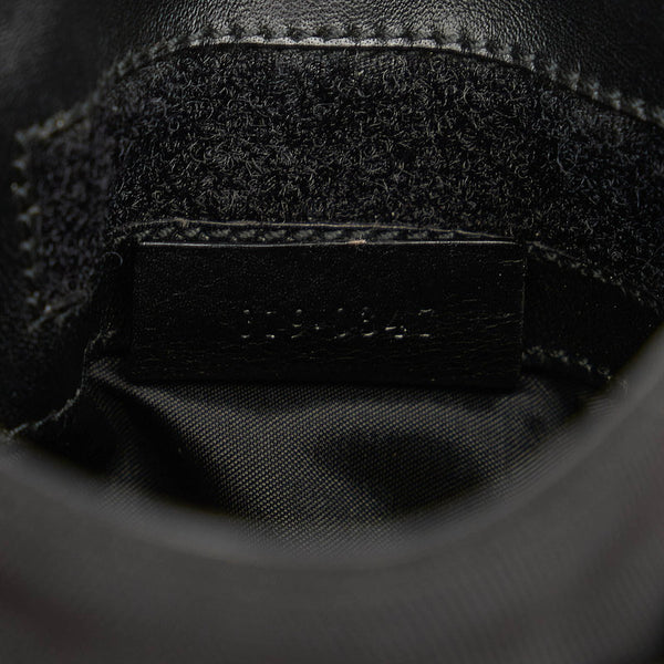 グッチ ブラック ナイロン レザー ポーチ レディース GUCCI 【中古】