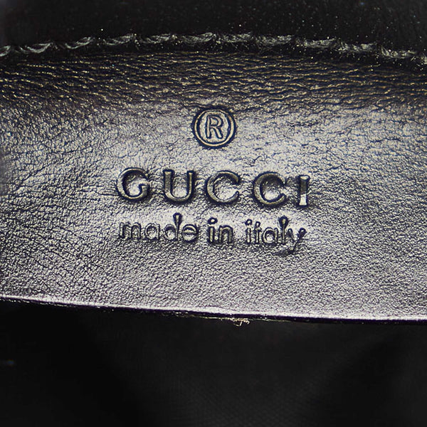 グッチ ブラック ナイロン レザー ポーチ レディース GUCCI 【中古】