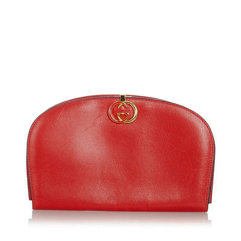 グッチ スーキー レッド レザー ポーチ レディース GUCCI 【中古】