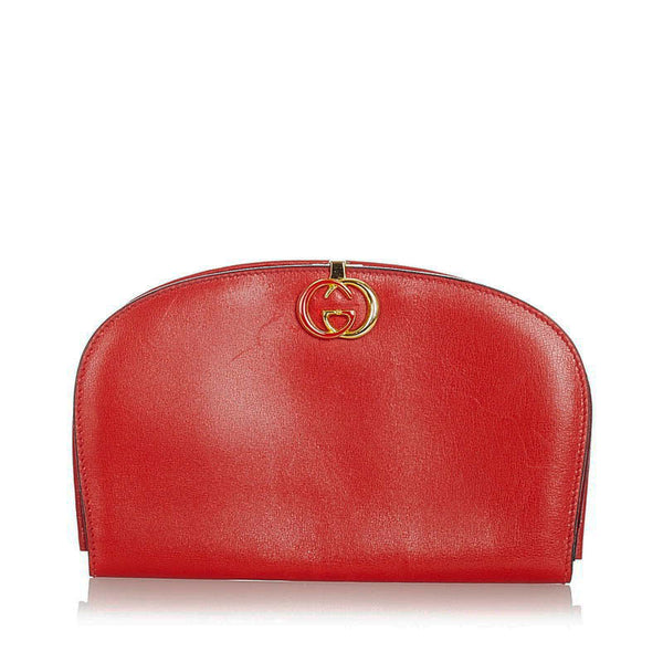 グッチ スーキー レッド レザー ポーチ レディース GUCCI 【中古】