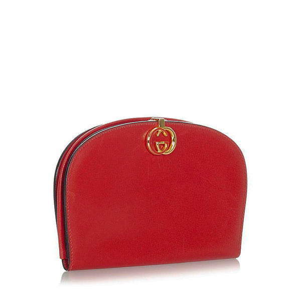 グッチ スーキー レッド レザー ポーチ レディース GUCCI 【中古】