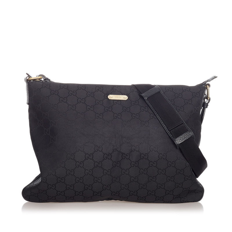 グッチ ＧＧ 190628 ブラック ナイロン レザー ショルダーバッグ メンズ GUCCI 【中古】