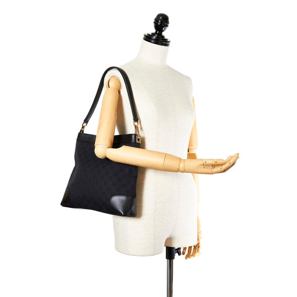 グッチ GGキャンバス 001 4231 ブラック キャンバス レザー ショルダーバッグ レディース GUCCI 【中古】