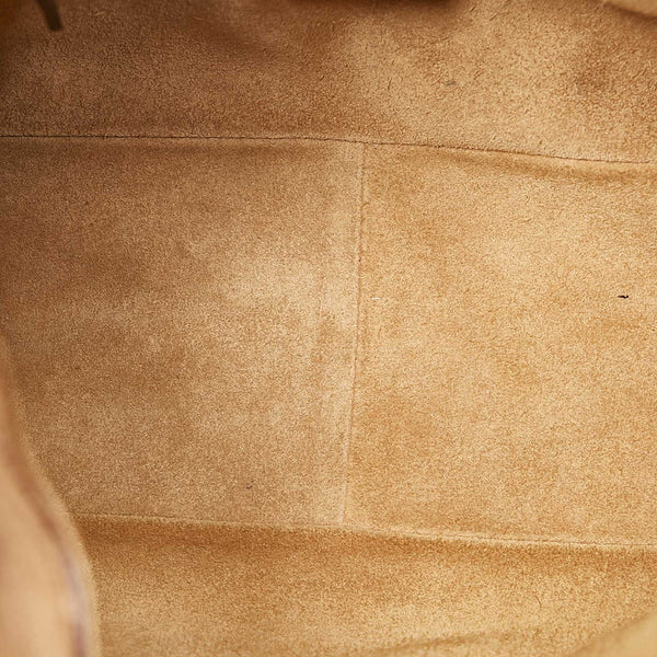 グッチ ウッド 106237 ベージュ ダークブラウン スウェード ワンショルダー レディース GUCCI 【中古】