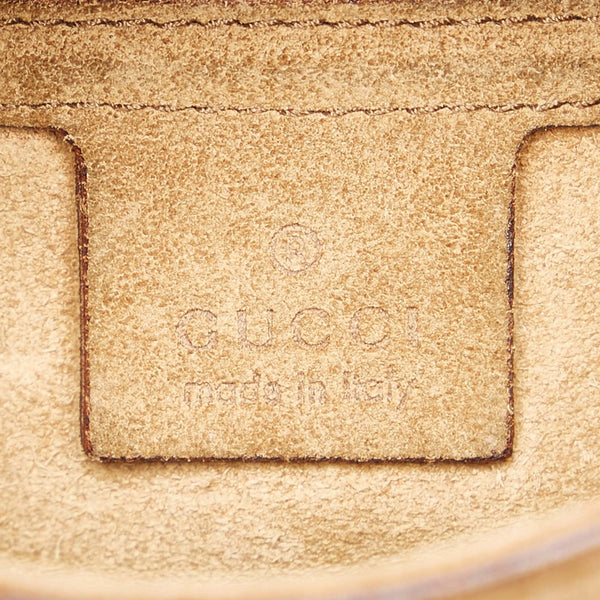 グッチ ウッド 106237 ベージュ ダークブラウン スウェード ワンショルダー レディース GUCCI 【中古】