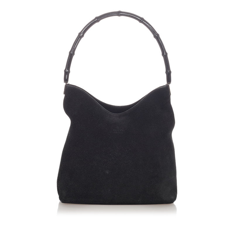 グッチ バンブー 不鮮明 ブラック スウェード ショルダーバッグ レディース GUCCI 【中古】