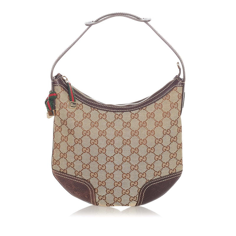 グッチ GGキャンバス プリンシー 162895 ベージュ ブラウン キャンバス レザー ショルダーバッグ レディース GUCCI 【中古】