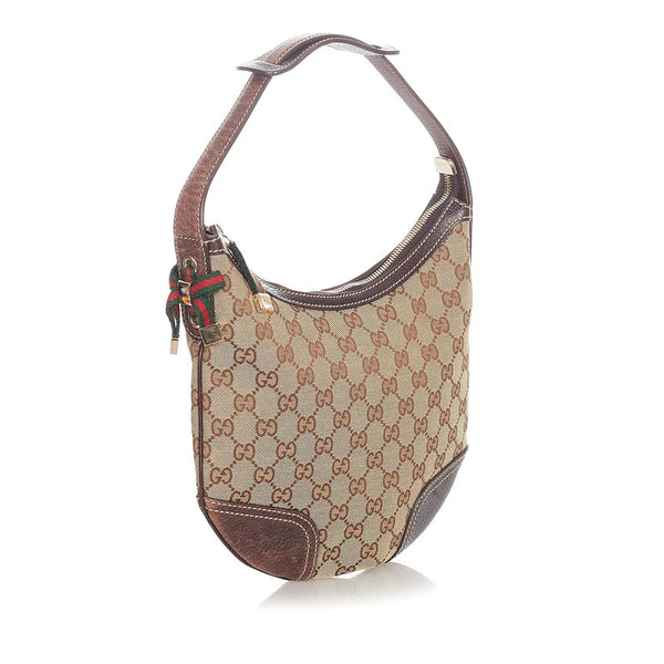 グッチ GGキャンバス プリンシー 162895 ベージュ ブラウン キャンバス レザー ショルダーバッグ レディース GUCCI 【中古】
