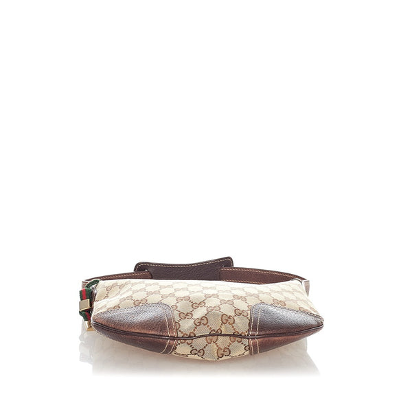 グッチ GGキャンバス プリンシー 162895 ベージュ ブラウン キャンバス レザー ショルダーバッグ レディース GUCCI 【中古】