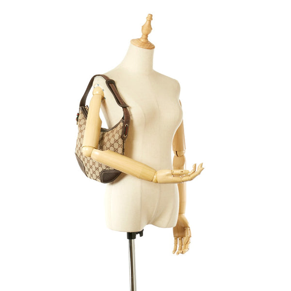 グッチ GGキャンバス プリンシー 162895 ベージュ ブラウン キャンバス レザー ショルダーバッグ レディース GUCCI 【中古】