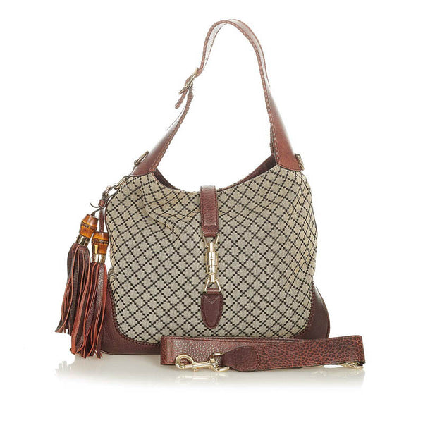 グッチ ディアマンテ ニュージャッキー ハンドバッグ ショルダーバッグ 2WAY 246907 ベージュ キャンバス レザー レディース GUCCI 【中古】