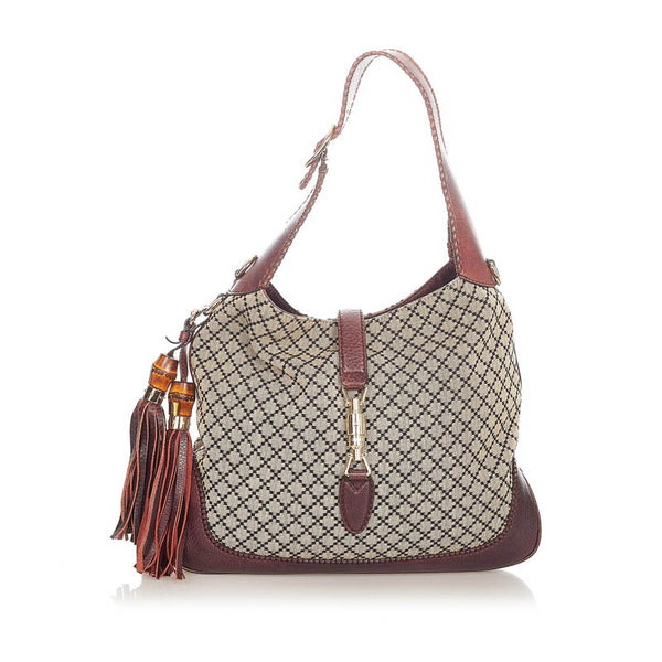 グッチ ディアマンテ ニュージャッキー ハンドバッグ ショルダーバッグ 2WAY 246907 ベージュ キャンバス レザー レディース GUCCI 【中古】