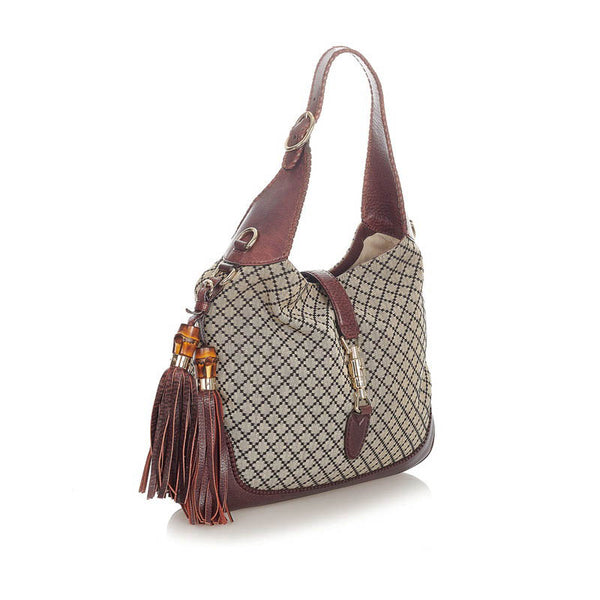 グッチ ディアマンテ ニュージャッキー ハンドバッグ ショルダーバッグ 2WAY 246907 ベージュ キャンバス レザー レディース GUCCI 【中古】