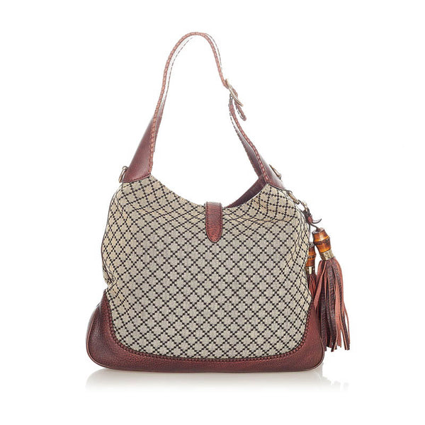 グッチ ディアマンテ ニュージャッキー ハンドバッグ ショルダーバッグ 2WAY 246907 ベージュ キャンバス レザー レディース GUCCI 【中古】