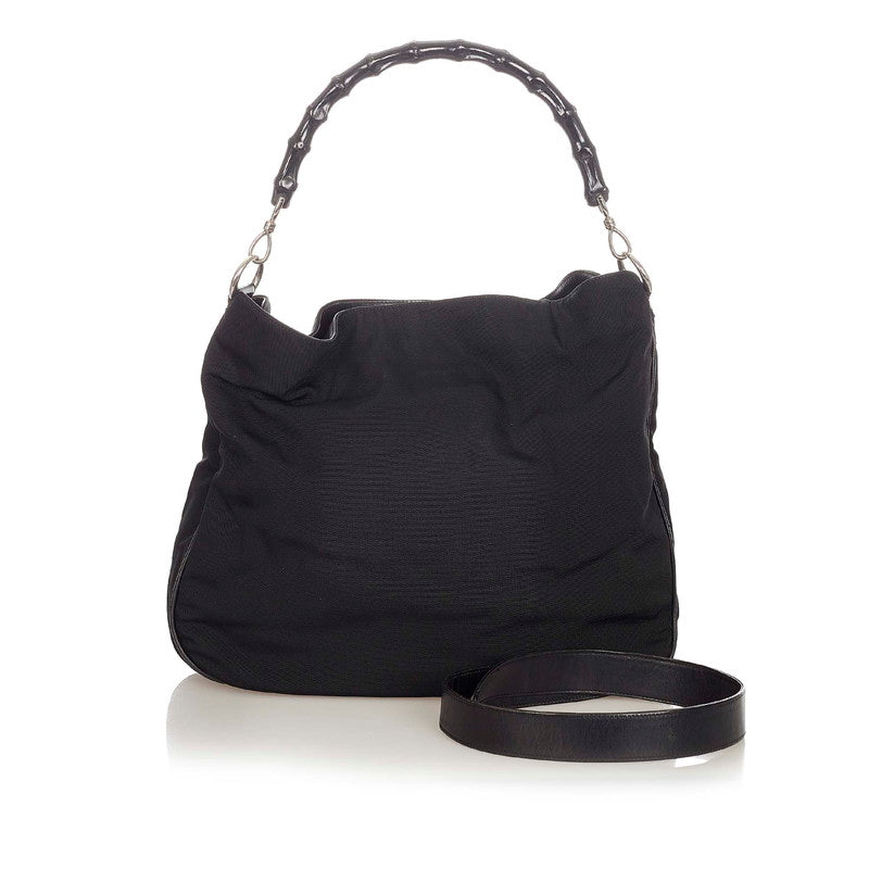 グッチ バンブー 0011577 ブラック ナイロン ハンドバッグ ショルダーバッグ 2WAY レディース GUCCI 【中古】