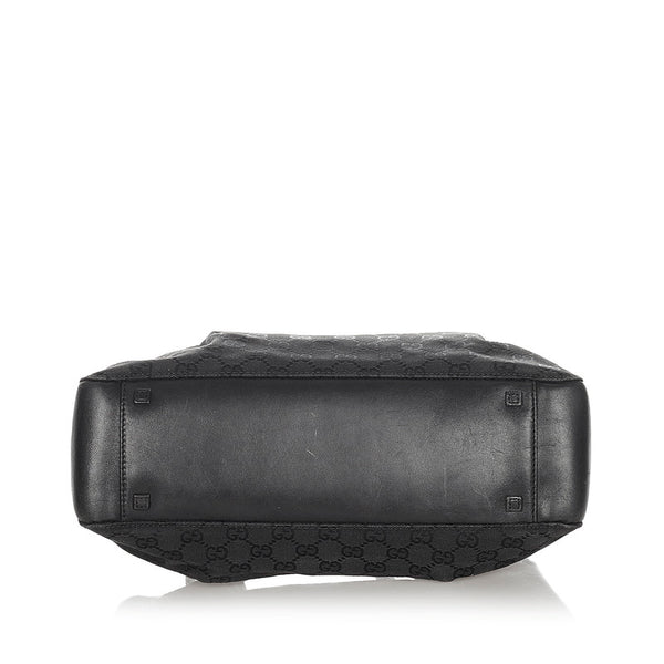 グッチ GGキャンバス 94898 ブラック キャンバス レザー トートバッグ レディース GUCCI 【中古】