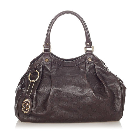 グッチ シマ スーキー 211944 ブラウン レザー ショルダーバッグ レディース GUCCI 【中古】