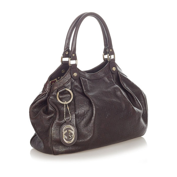 グッチ シマ スーキー 211944 ブラウン レザー ショルダーバッグ レディース GUCCI 【中古】