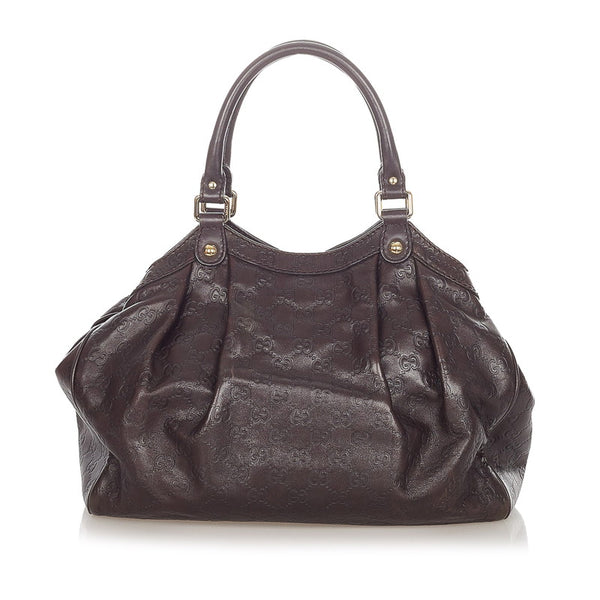 グッチ シマ スーキー 211944 ブラウン レザー ショルダーバッグ レディース GUCCI 【中古】