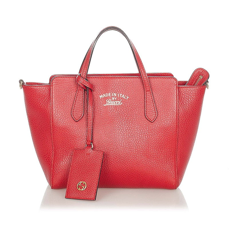 グッチ スウィング　 368827 レッド レザー ハンドバッグ ショルダーバッグ 2WAY レディース GUCCI 【中古】