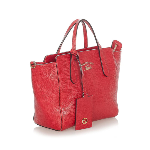 グッチ スウィング　 368827 レッド レザー ハンドバッグ ショルダーバッグ 2WAY レディース GUCCI 【中古】