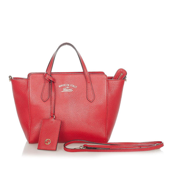 グッチ スウィング　 368827 レッド レザー ハンドバッグ ショルダーバッグ 2WAY レディース GUCCI 【中古】