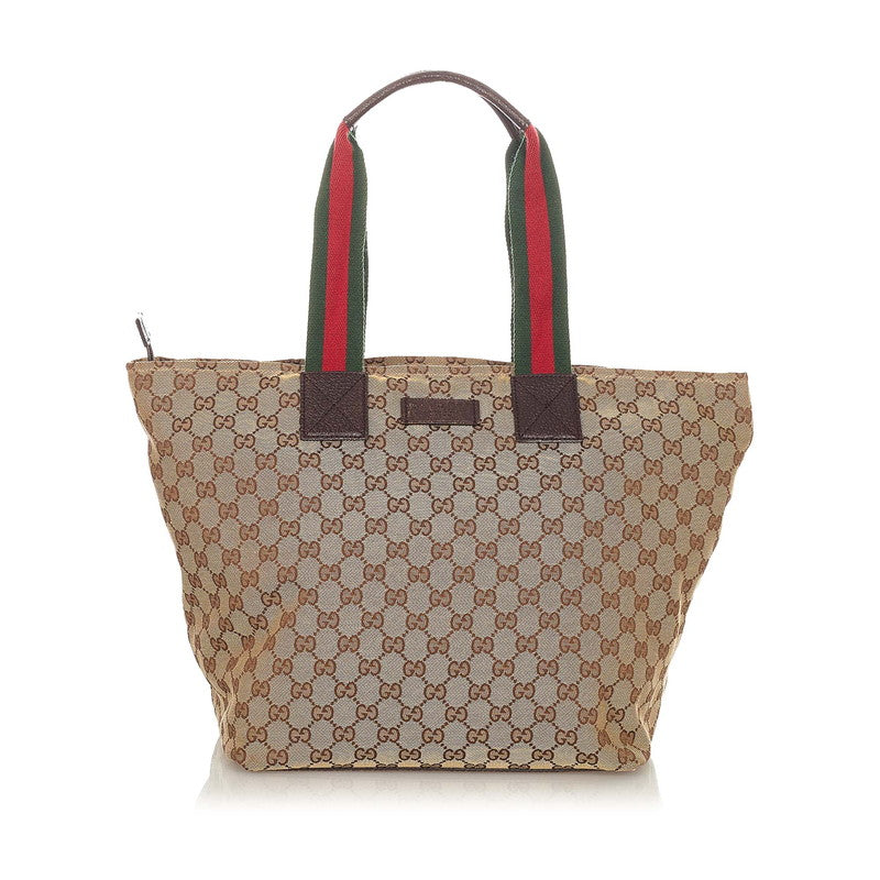 グッチ GGキャンバス シェリーライン 131231 ベージュ キャンバス トートバッグ レディース GUCCI 【中古】