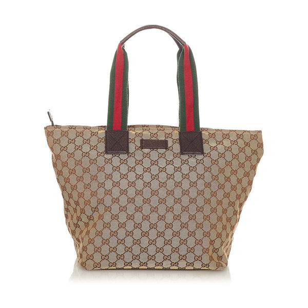 グッチ GGキャンバス シェリーライン 131231 ベージュ キャンバス トートバッグ レディース GUCCI 【中古】