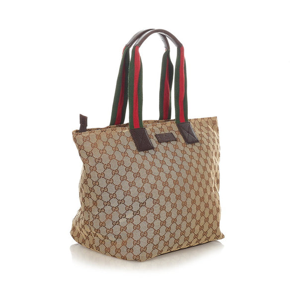 グッチ GGキャンバス シェリーライン 131231 ベージュ キャンバス トートバッグ レディース GUCCI 【中古】