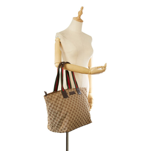 グッチ GGキャンバス シェリーライン 131231 ベージュ キャンバス トートバッグ レディース GUCCI 【中古】