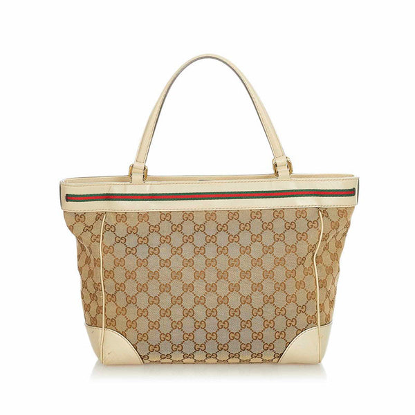 グッチ GGキャンバス  シェリーライン 257061 ベージュ  キャンバス レザー トートバッグ レディース GUCCI 【中古】