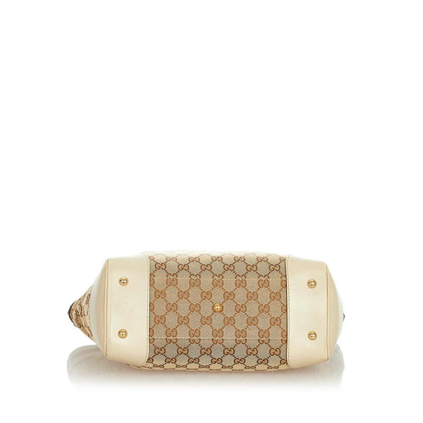 グッチ GGキャンバス  シェリーライン 257061 ベージュ  キャンバス レザー トートバッグ レディース GUCCI 【中古】