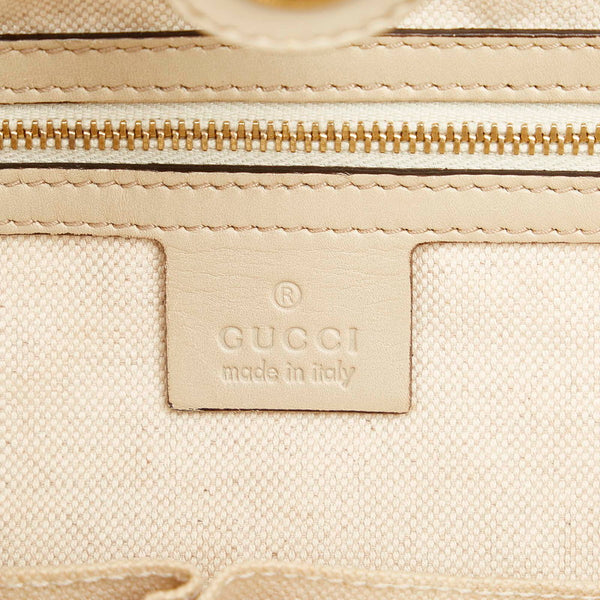 グッチ GGキャンバス  シェリーライン 257061 ベージュ  キャンバス レザー トートバッグ レディース GUCCI 【中古】