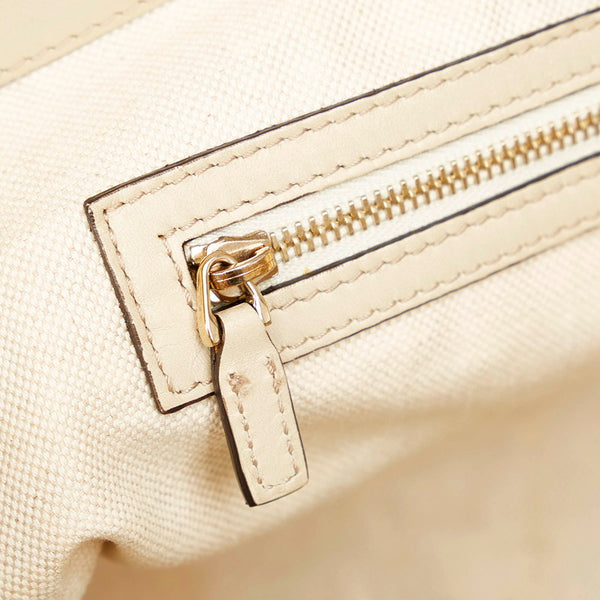 グッチ GGキャンバス  シェリーライン 257061 ベージュ  キャンバス レザー トートバッグ レディース GUCCI 【中古】