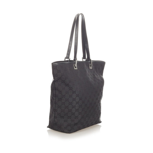 グッチ GGキャンバス 31243 ブラック キャンバス レザー ショルダーバッグ トートバッグ レディース GUCCI 【中古】