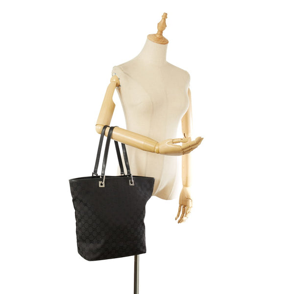 グッチ GGキャンバス 31243 ブラック キャンバス レザー ショルダーバッグ トートバッグ レディース GUCCI 【中古】