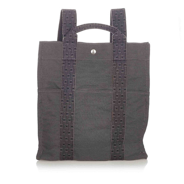 エルメス エールラインアドMM グレー キャンバス リュック バックパック レディース HERMES 【中古】