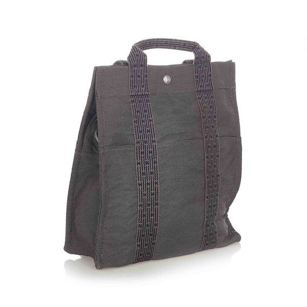 エルメス エールラインアドMM グレー キャンバス リュック バックパック レディース HERMES 【中古】