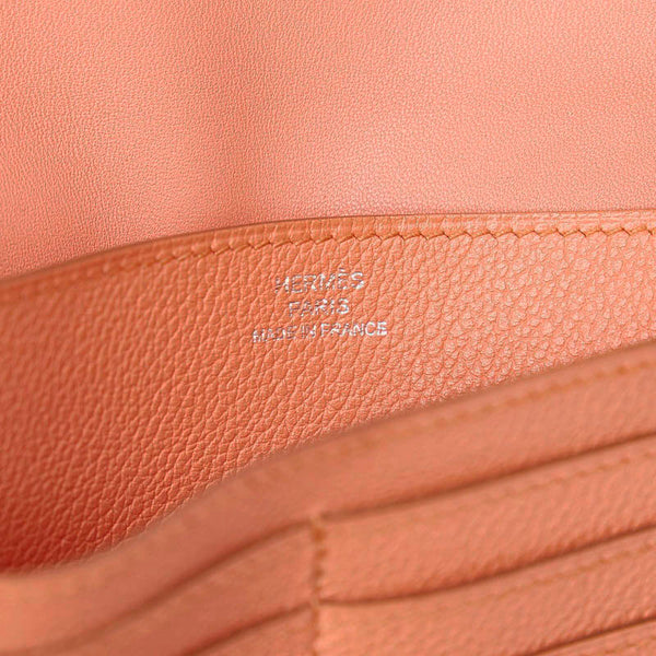 エルメス ドゴン ロング レクトヴェルソ フラミンゴ オレンジ ピンク トゴ 長財布 レディース HERMES □R刻印 【中古】