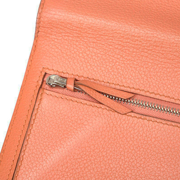 エルメス ドゴン ロング レクトヴェルソ フラミンゴ オレンジ ピンク トゴ 長財布 レディース HERMES □R刻印 【中古】