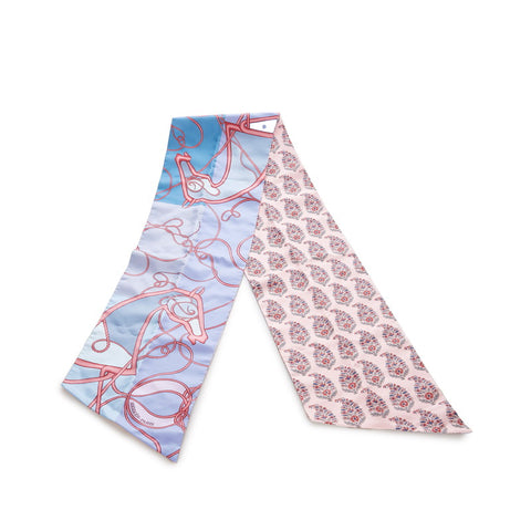 エルメス マキシ ツイリー  馬 花柄 パープル ピンク  シルク スカーフ レディース HERMES 【中古】