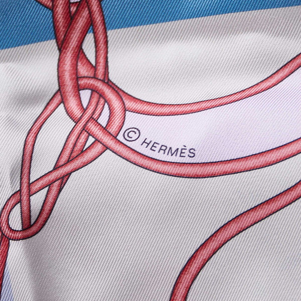 エルメス マキシ ツイリー  馬 花柄 パープル ピンク  シルク スカーフ レディース HERMES 【中古】